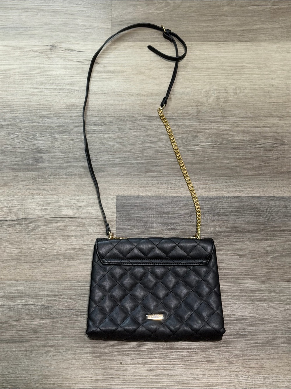 Aldo Black Quilted Crossbody with Gold Chain